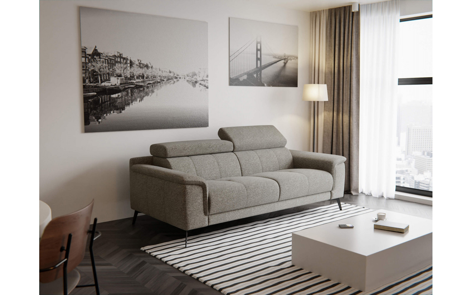 Sofa XXL 3-Sitzer mit verstellbaren Kopfstützen FIERO