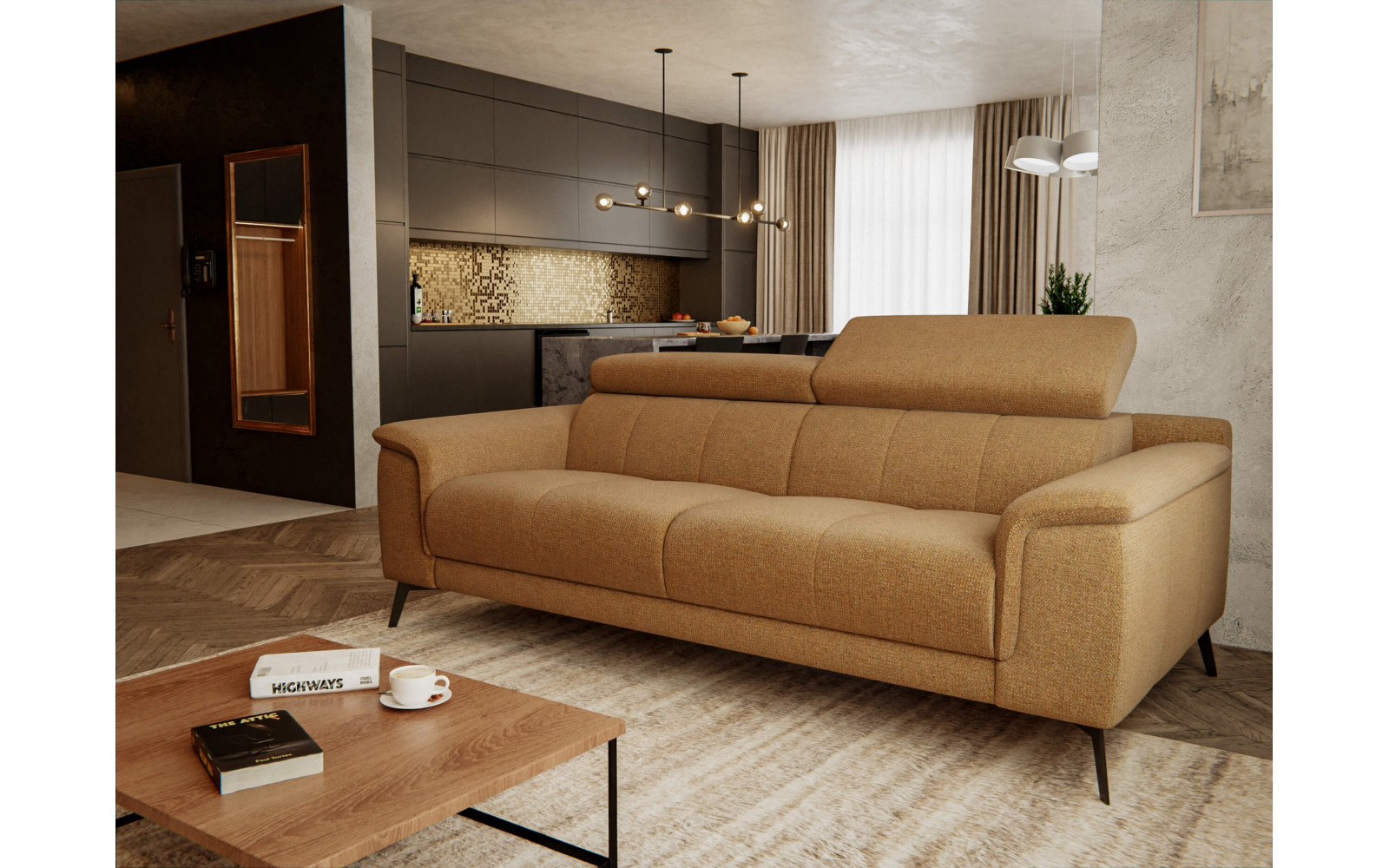 Sofa XXL 3-Sitzer mit verstellbaren Kopfstützen FIERO