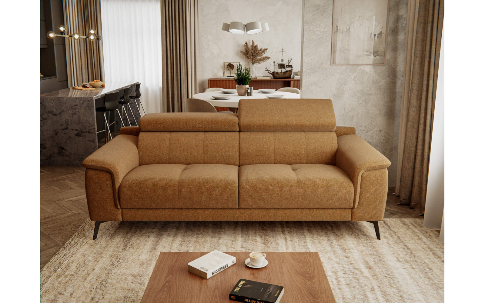 Sofa XXL 3-Sitzer mit verstellbaren Kopfstützen FIERO