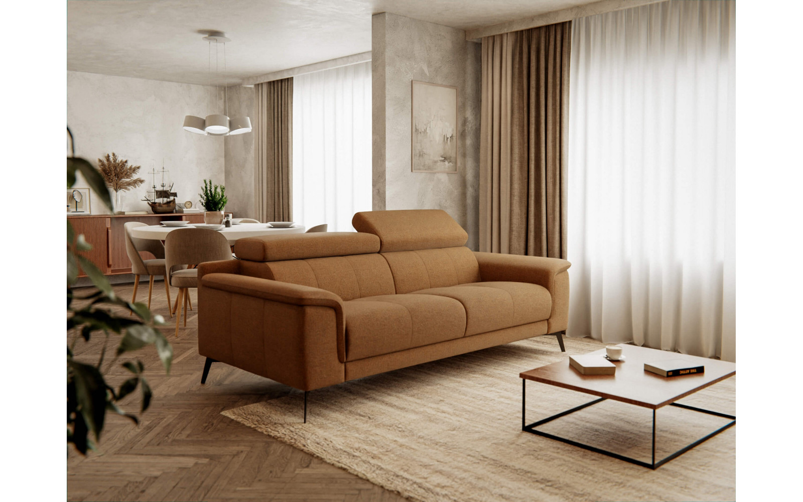 Sofa XXL 3-Sitzer mit verstellbaren Kopfstützen FIERO