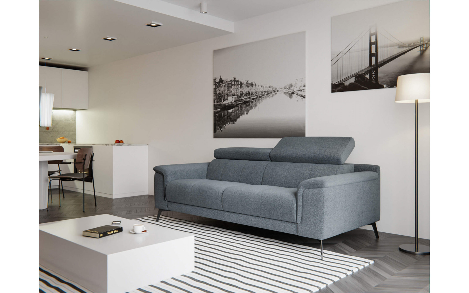 Sofa XXL 3-Sitzer mit verstellbaren Kopfstützen FIERO