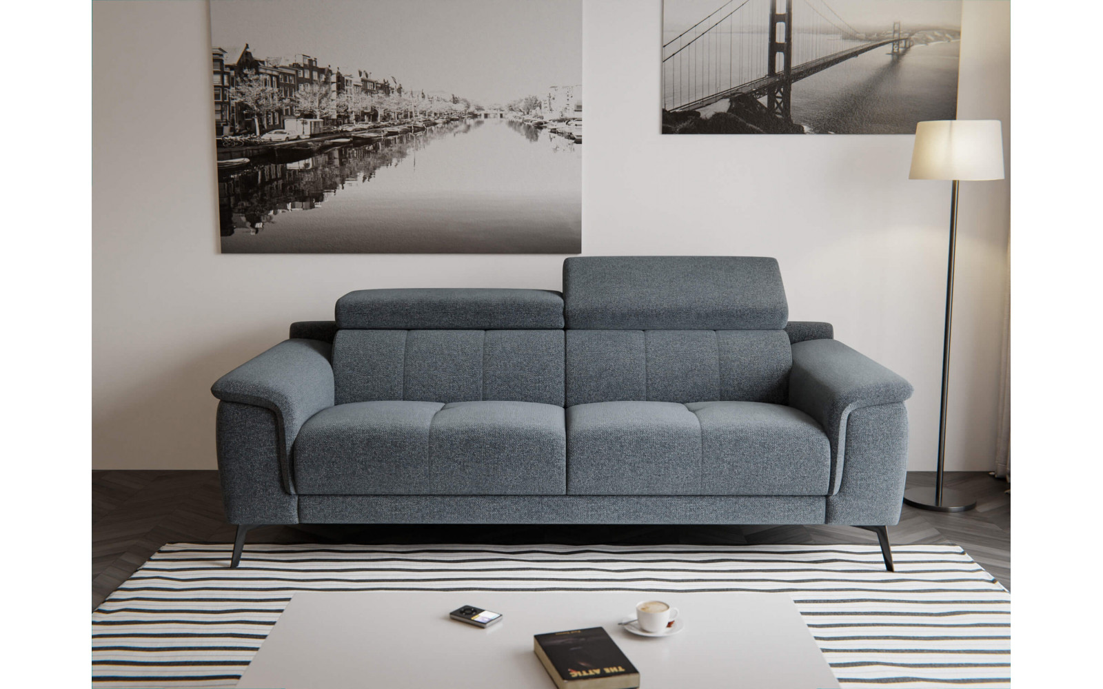 Sofa XXL 3-Sitzer mit verstellbaren Kopfstützen FIERO