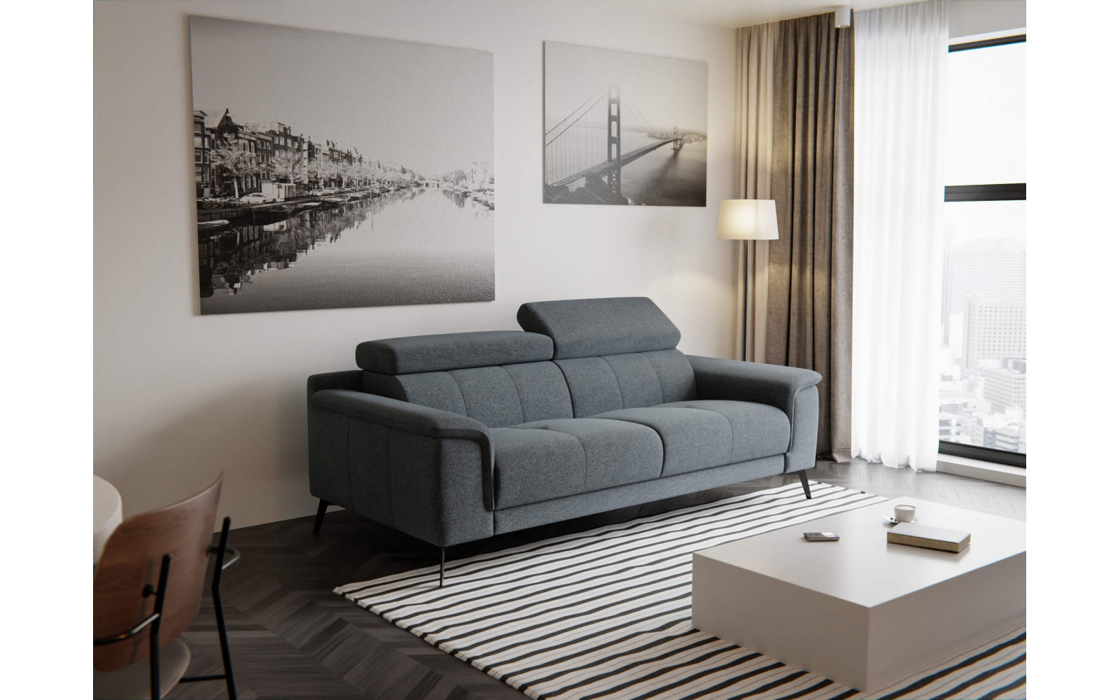 Sofa XXL 3-Sitzer mit verstellbaren Kopfstützen FIERO