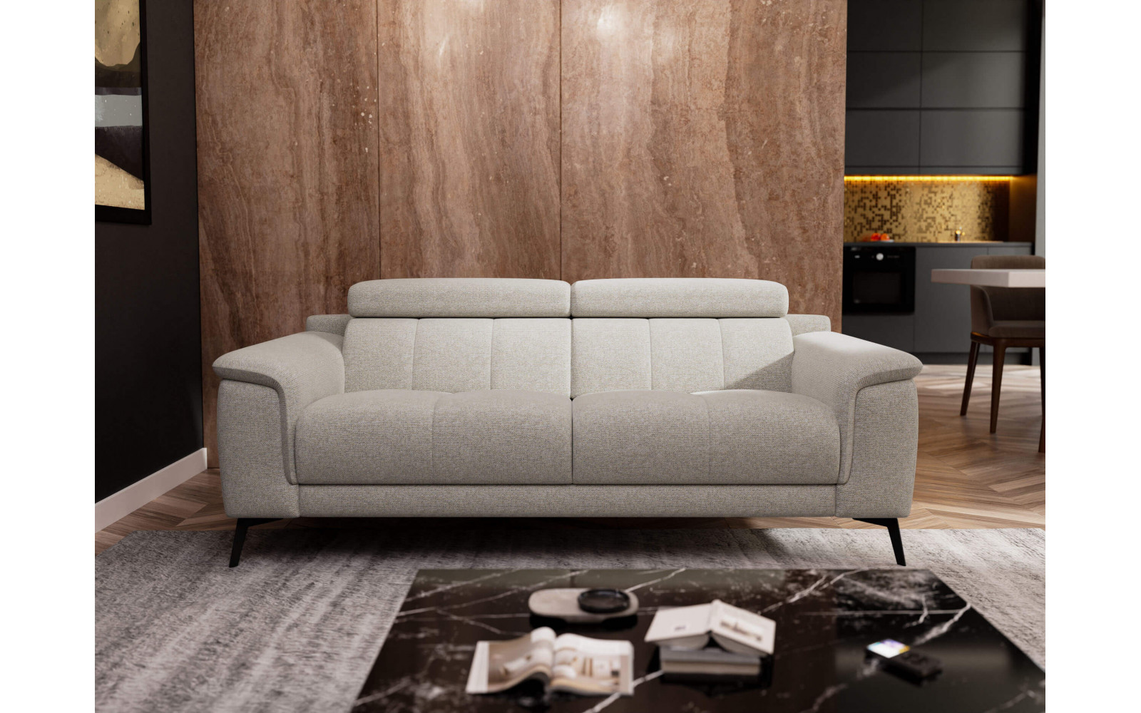 Sofa XXL 3-Sitzer mit verstellbaren Kopfstützen FIERO