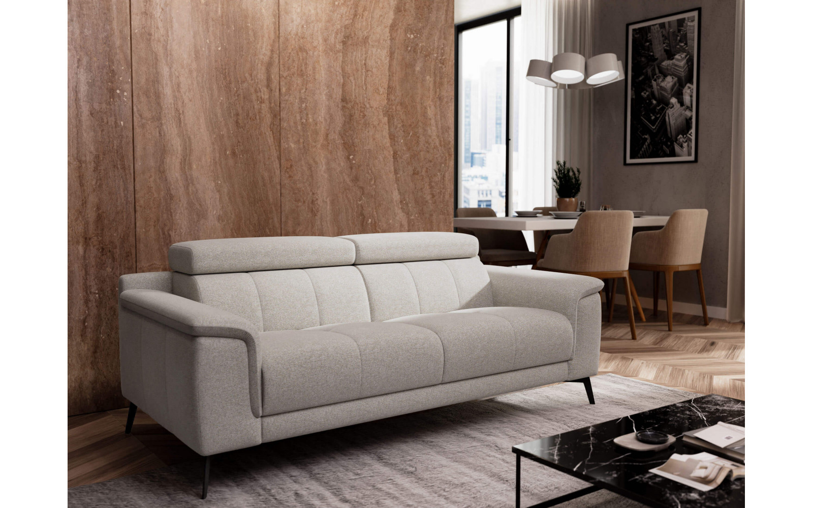 Sofa XXL 3-Sitzer mit verstellbaren Kopfstützen FIERO