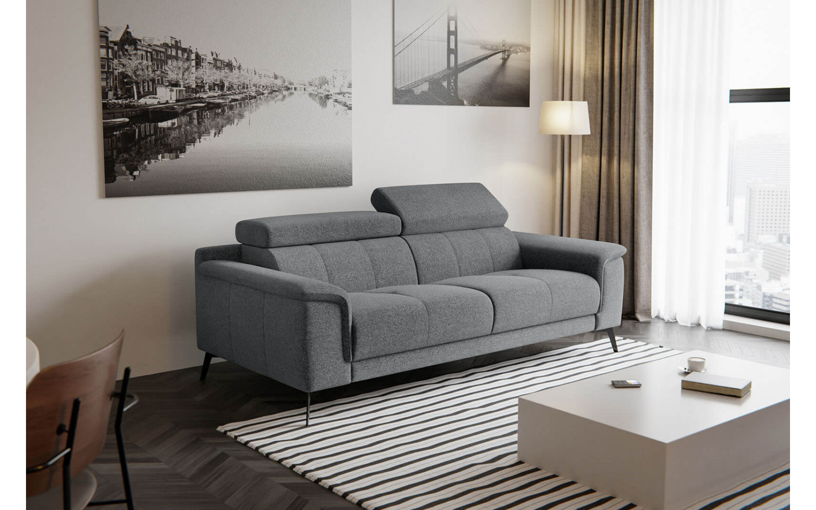 Sofa XXL 3-Sitzer mit verstellbaren Kopfstützen FIERO