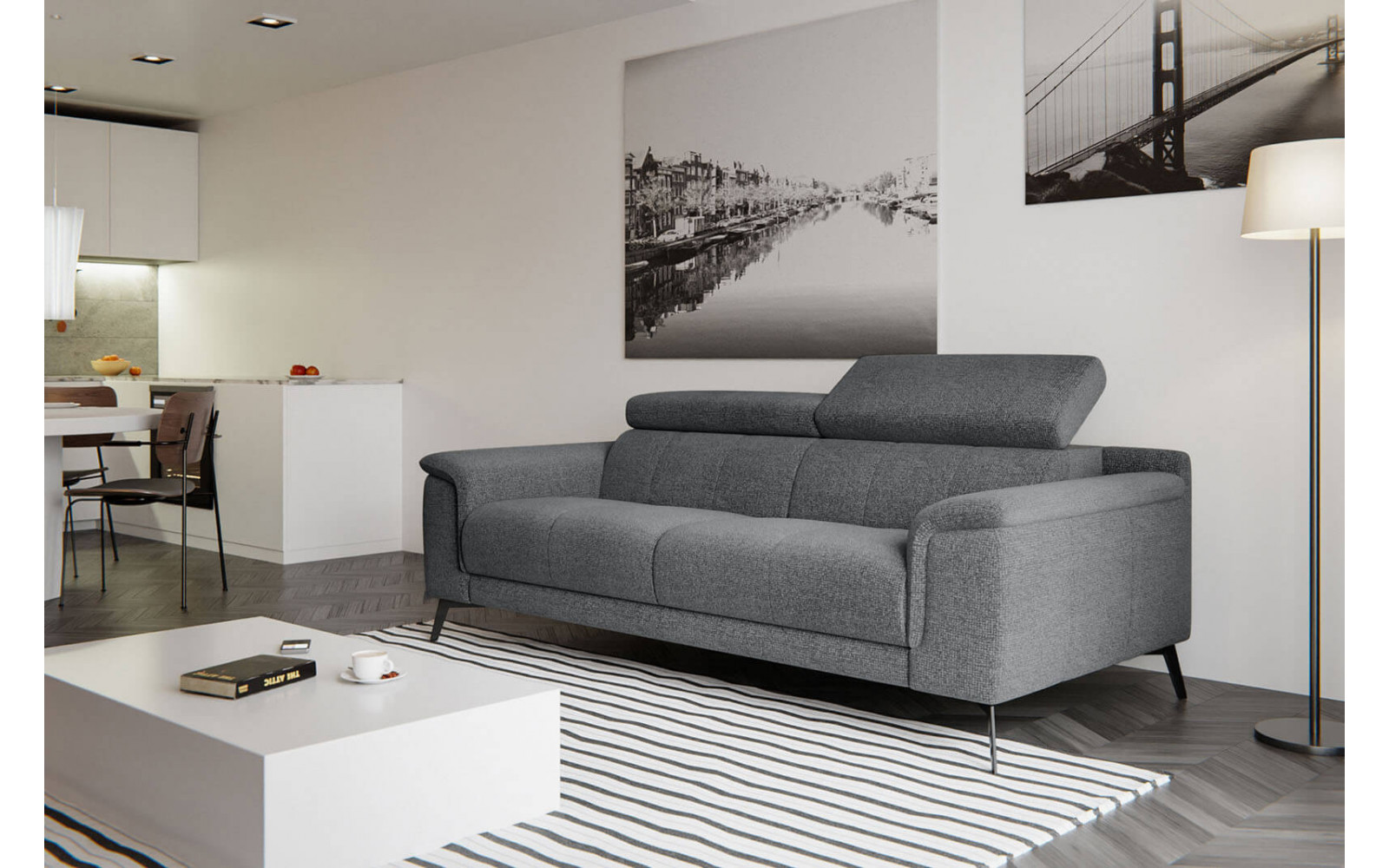 Sofa XXL 3-Sitzer mit verstellbaren Kopfstützen FIERO