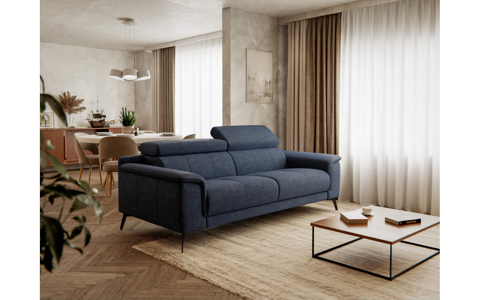 Sofa XXL 3-Sitzer mit verstellbaren Kopfstützen FIERO