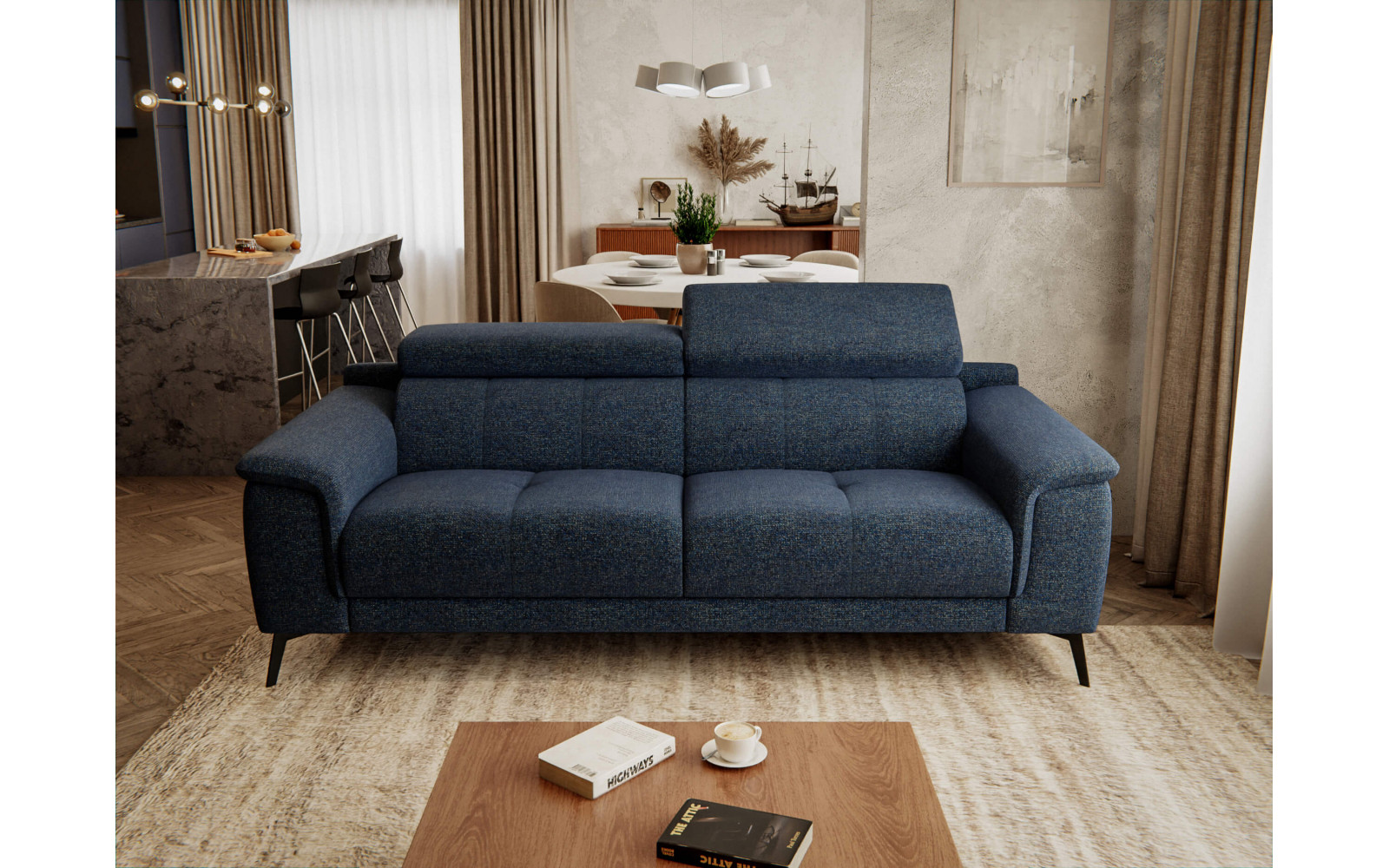 Sofa XXL 3-Sitzer mit verstellbaren Kopfstützen FIERO