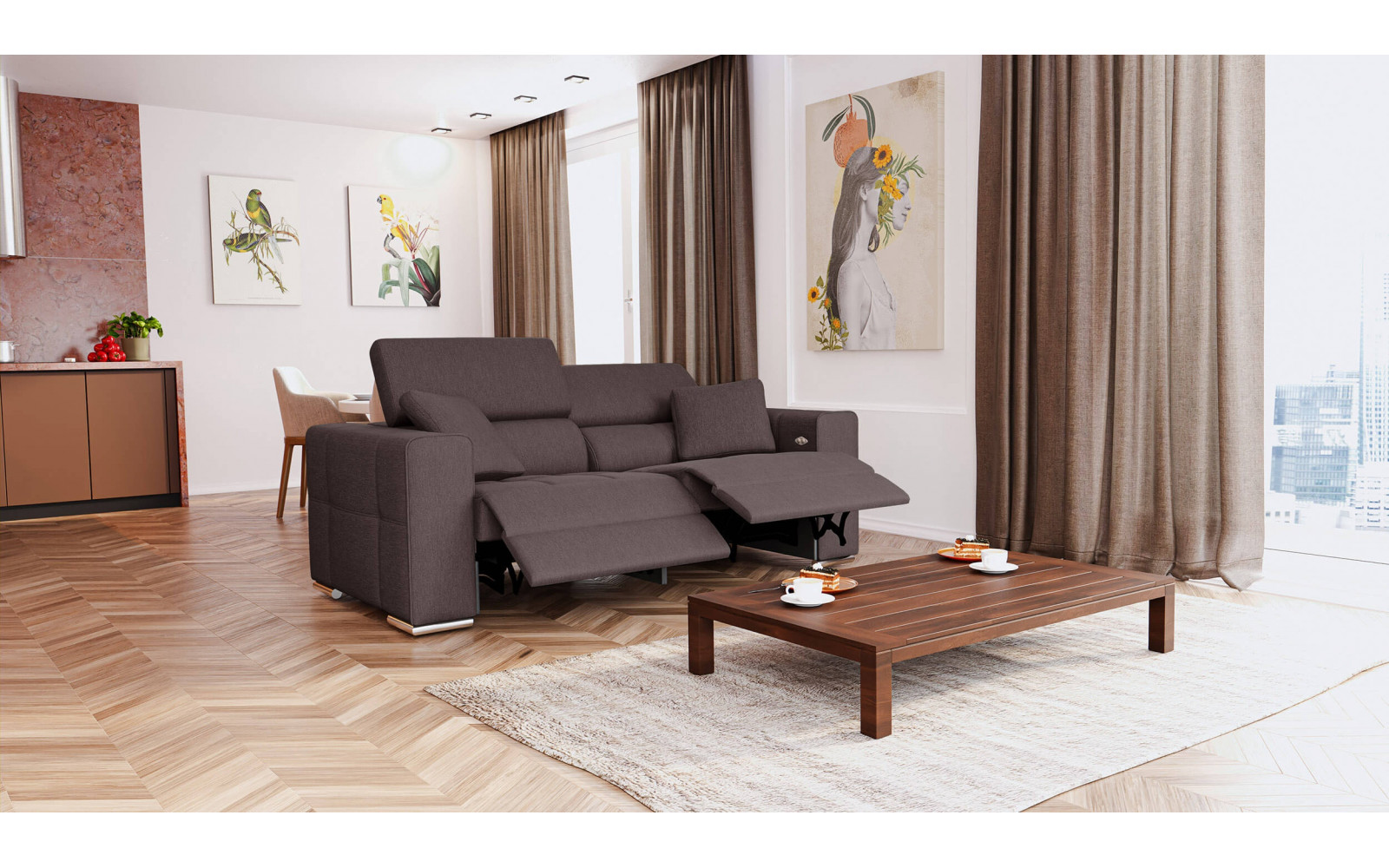 3-Sitzer Relaxsofa mit 2 elektrischen Relaxfunktionen | Modell Quartz | Wozimo