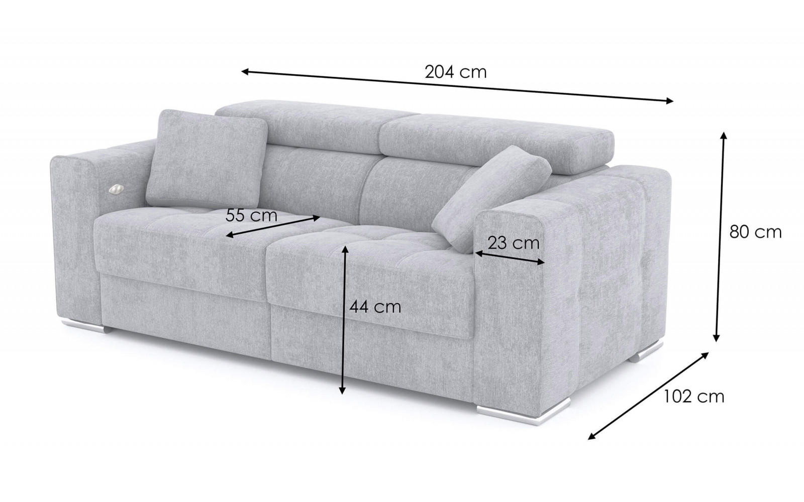 3-Sitzer Relaxsofa mit 2 elektrischen Relaxfunktionen | Modell Quartz | Wozimo