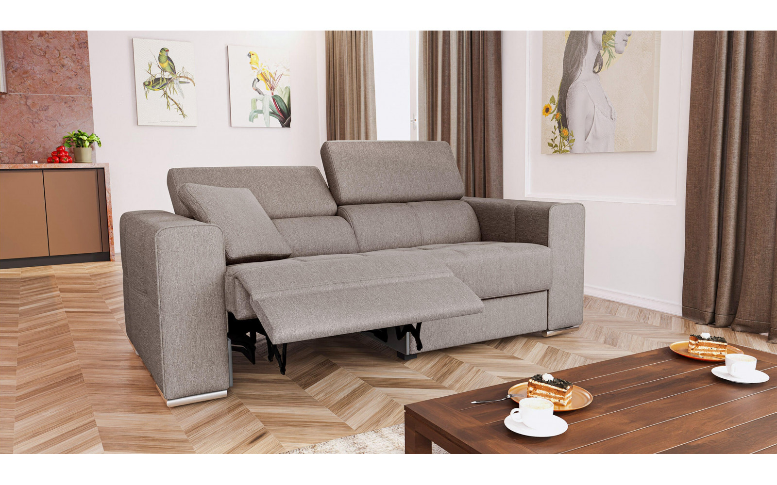 3-Sitzer Relaxsofa mit elektrischen Relaxfunktion auf der linken Seite QUARTZ
