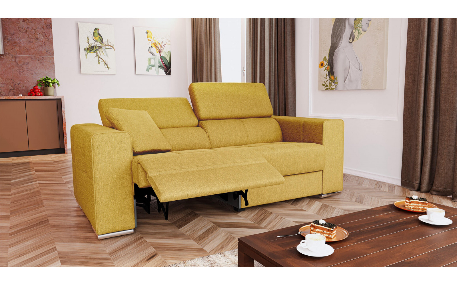 3-Sitzer Relaxsofa mit elektrischen Relaxfunktion auf der linken Seite QUARTZ