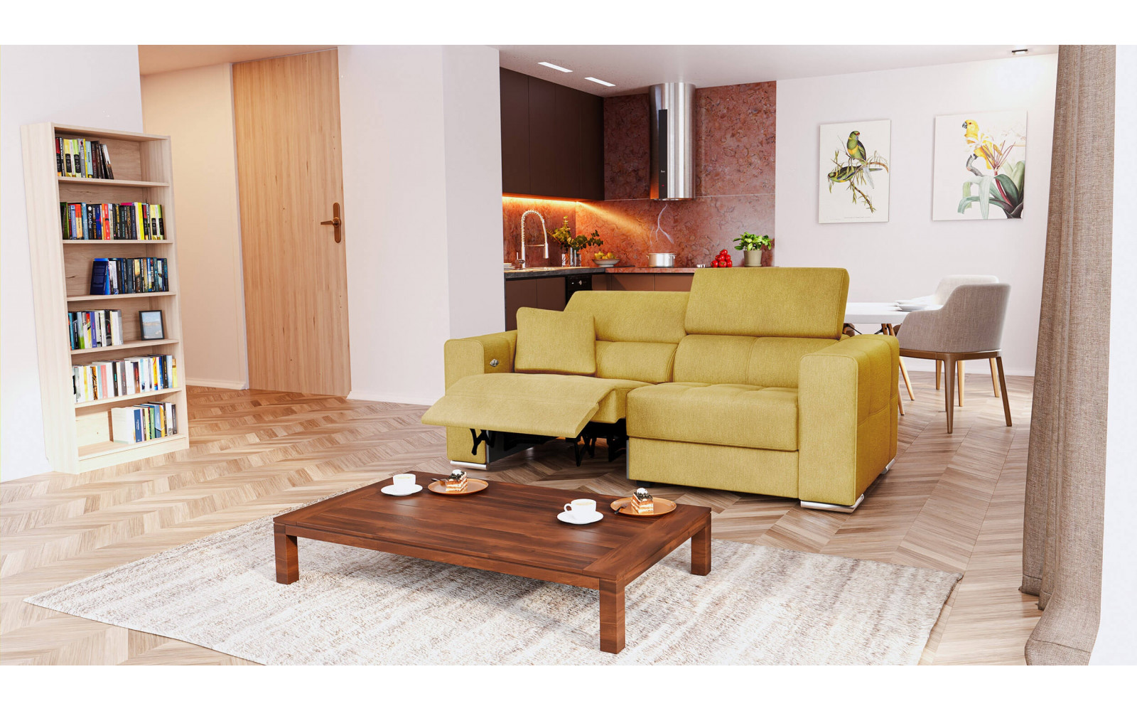 3-Sitzer Relaxsofa mit elektrischen Relaxfunktion auf der linken Seite QUARTZ