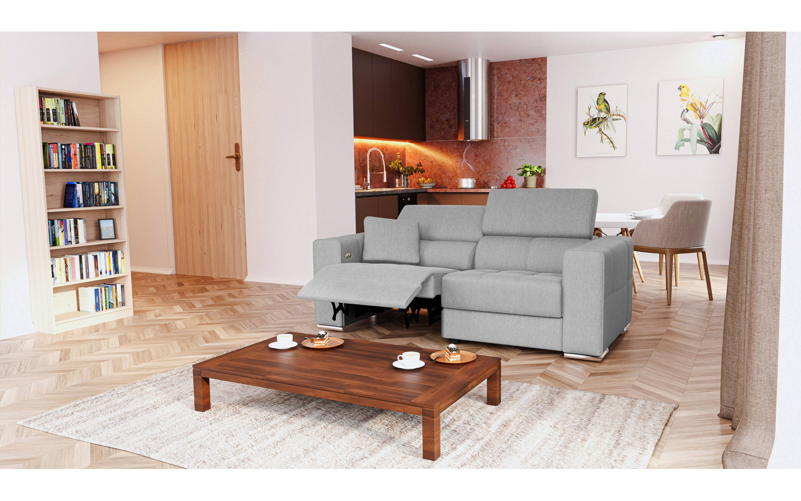 3-Sitzer Relaxsofa mit elektrischen Relaxfunktion auf der linken Seite QUARTZ