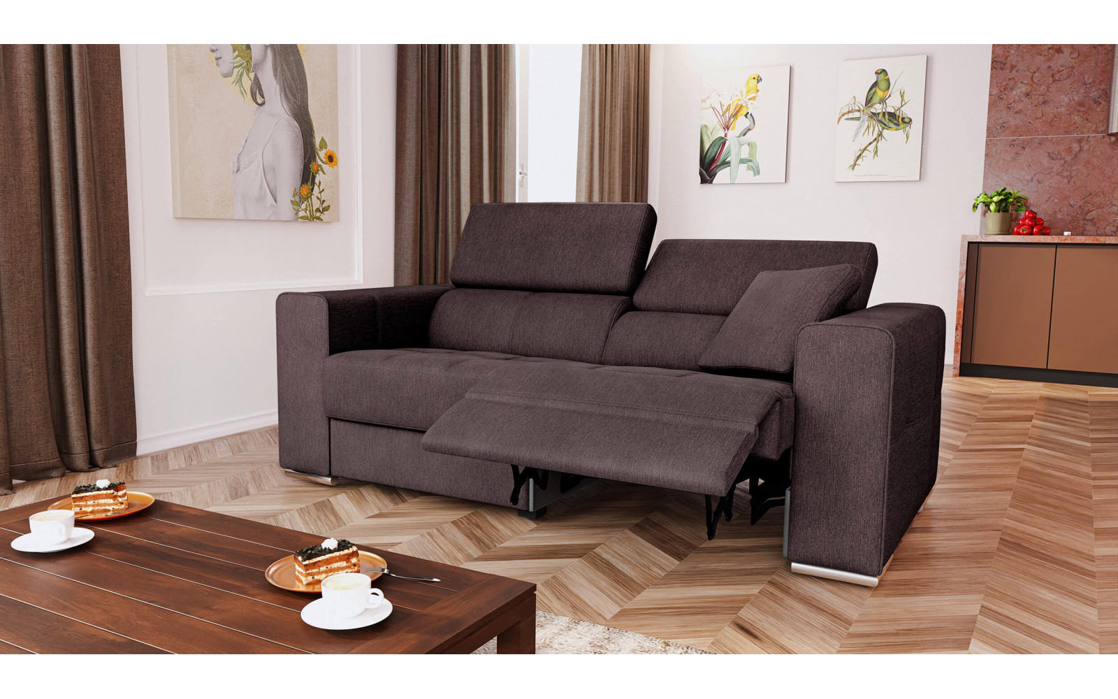 3-Sitzer Relaxsofa rechts mit elektrischer Relaxfunktion | Modell Quartz | Wozimo