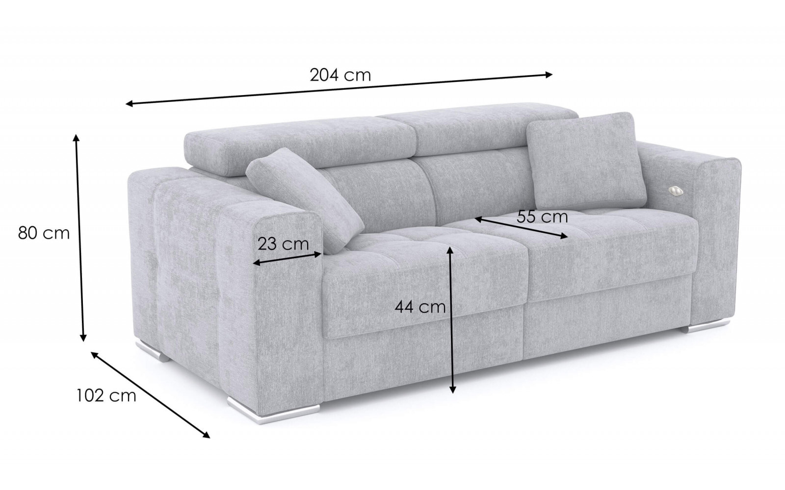 3-Sitzer Relaxsofa rechts mit elektrischer Relaxfunktion | Modell Quartz | Wozimo