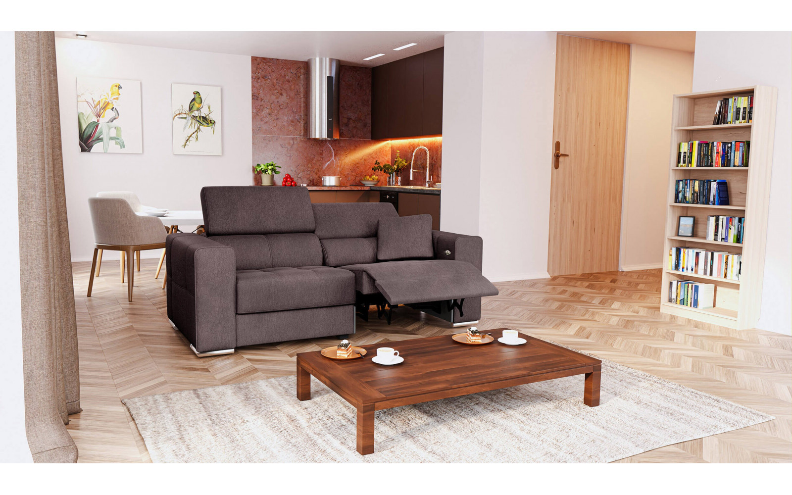 3-Sitzer Relaxsofa rechts mit elektrischer Relaxfunktion | Modell Quartz | Wozimo