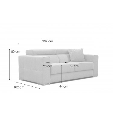 3-Sitzer Sofa Quartz | Mit manuell verstellbaren Kopfstützen | Wozimo