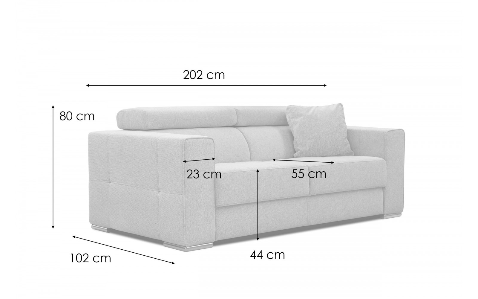 3-Sitzer Sofa Quartz | Mit manuell verstellbaren Kopfstützen | Wozimo