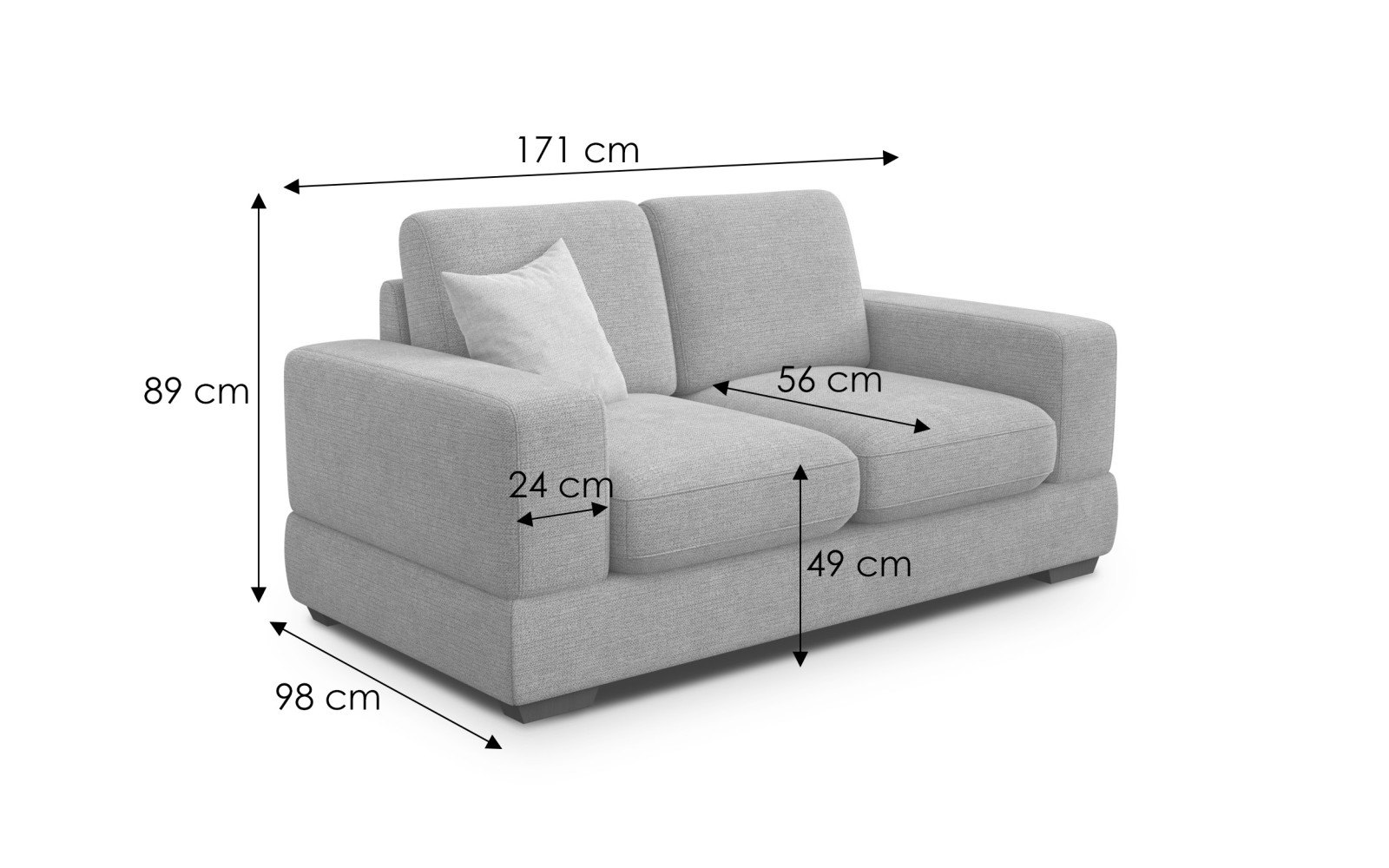 Sofa 2-Sitzer OTTO, anthracit