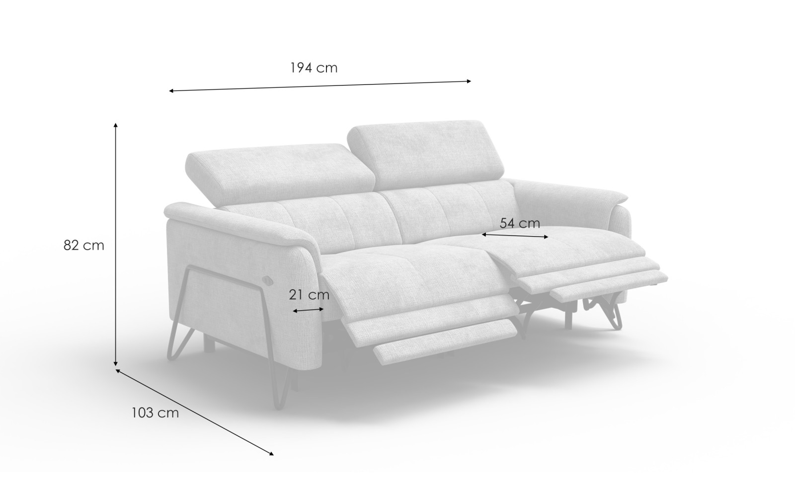 Relaxsofa 3-Sitzer RODEN, rostrot