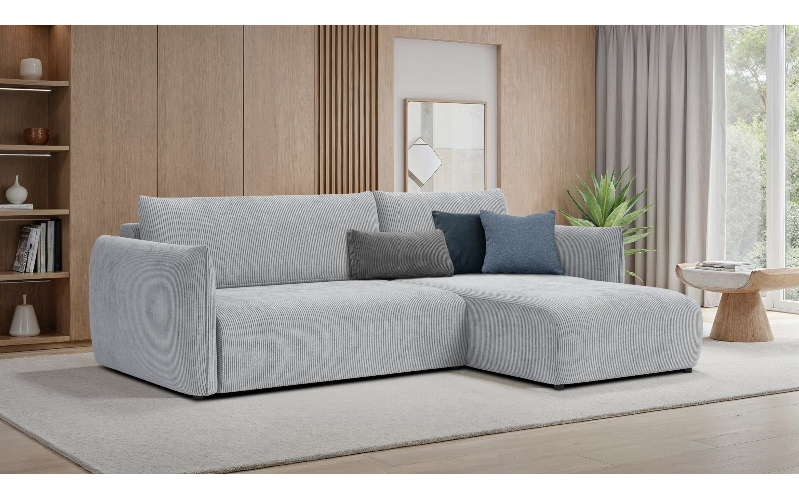 TAUER Ecksofa 3-Sitzer links, hellgrau