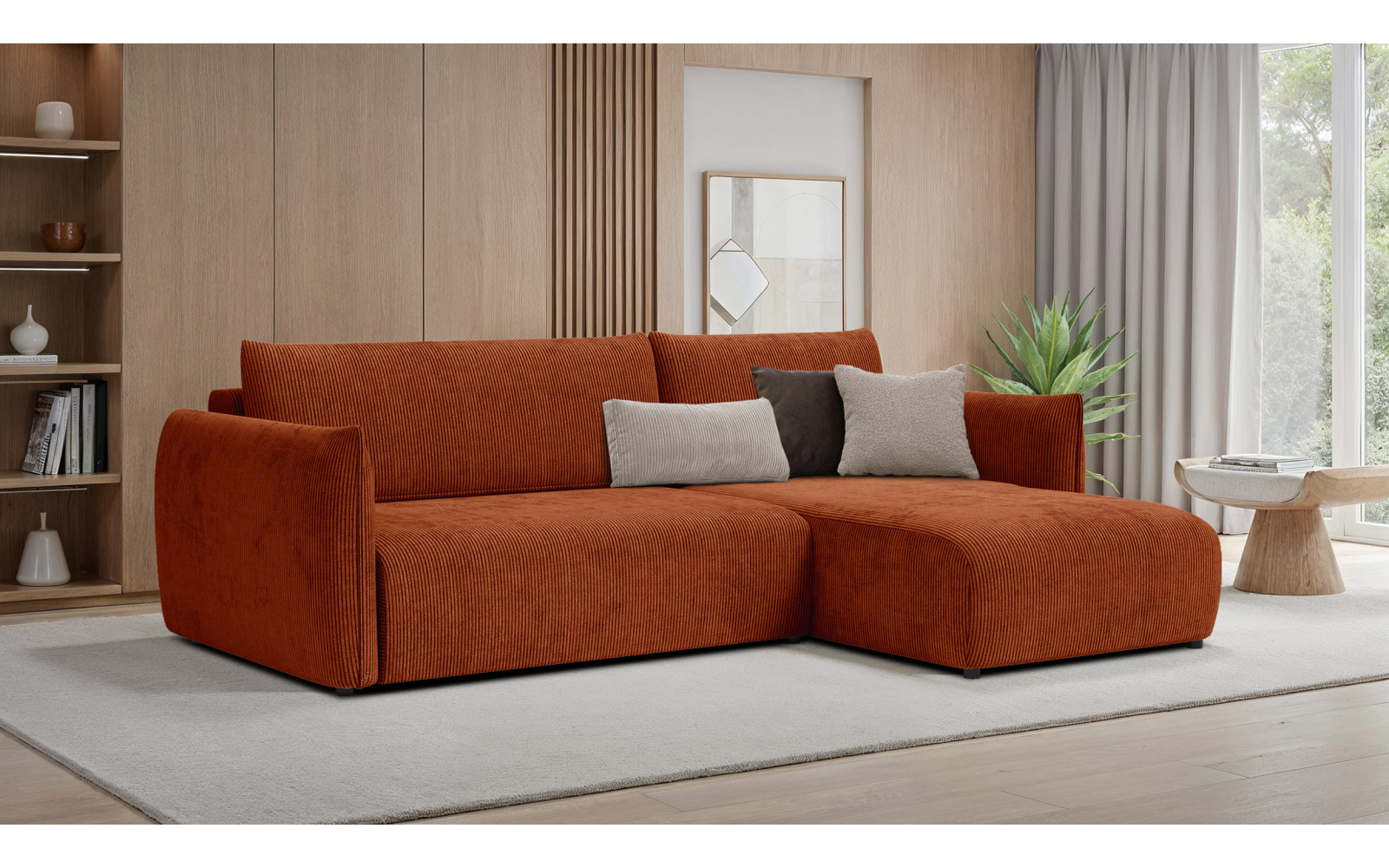 TAUER Ecksofa 3-Sitzer links, orange