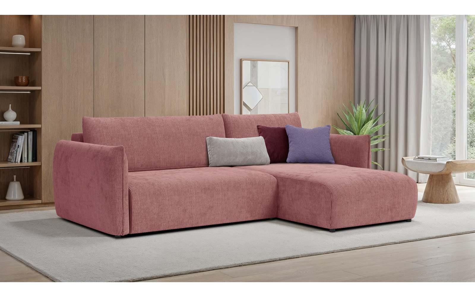 TAUER Ecksofa 3-Sitzer links, altrosa