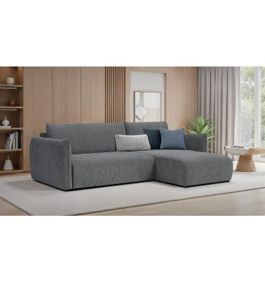 TAUER Ecksofa 3-Sitzer links, dunkelgrau