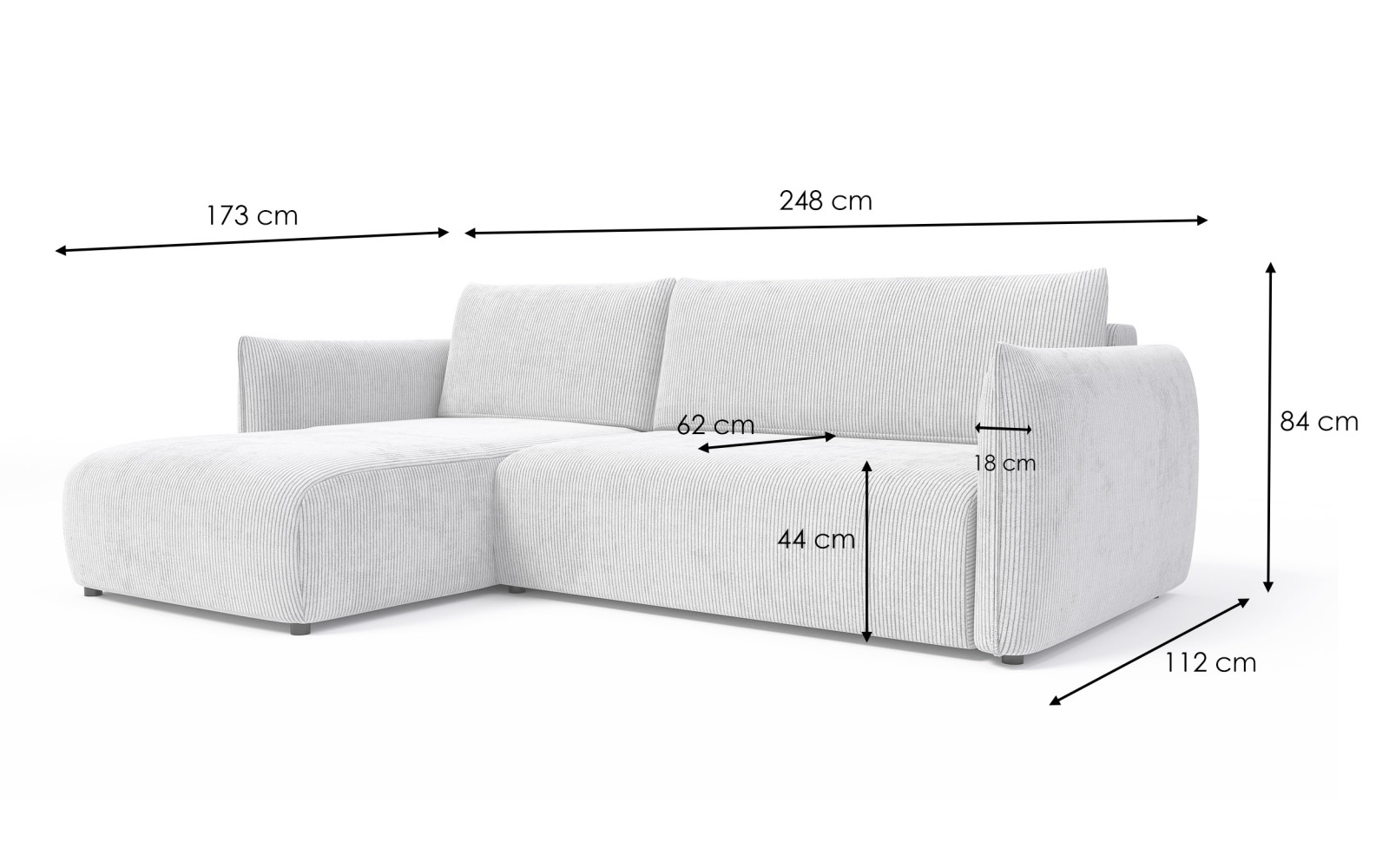 TAUER Ecksofa 3-Sitzer rechts, olive