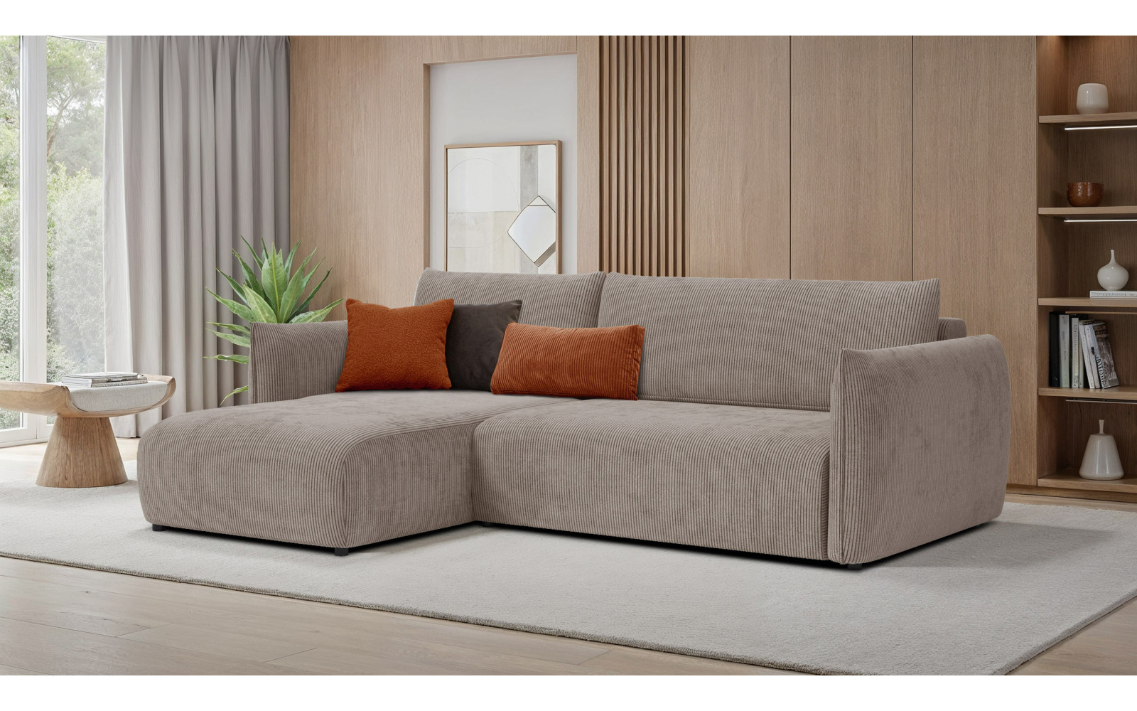 TAUER Ecksofa 3-Sitzer rechts, taupe