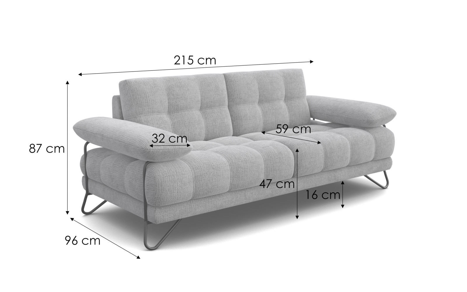 BUBBARA 2,5-Sitzer-Sofa, creme
