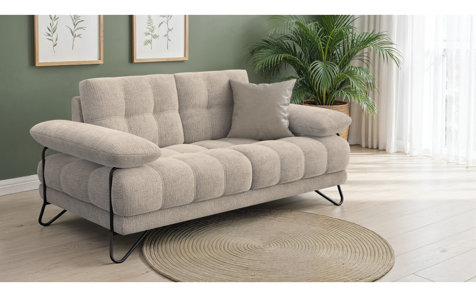 BUBBARA 2-Sitzer-Sofa, beige