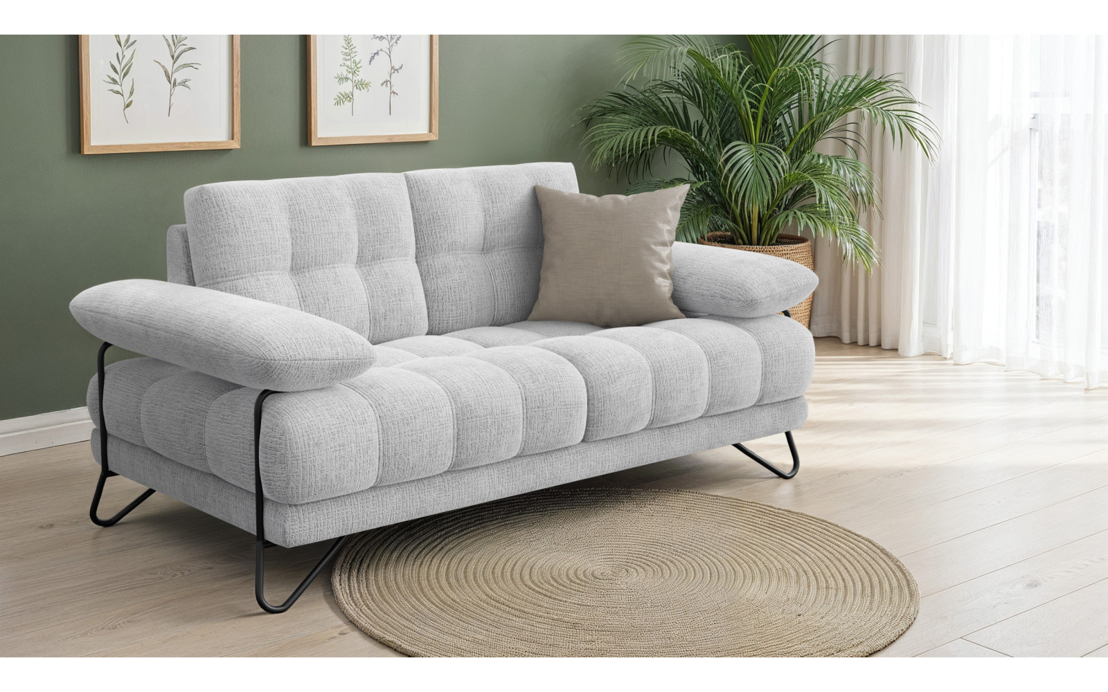 BUBBARA 2-Sitze-Sofa, hellgrau