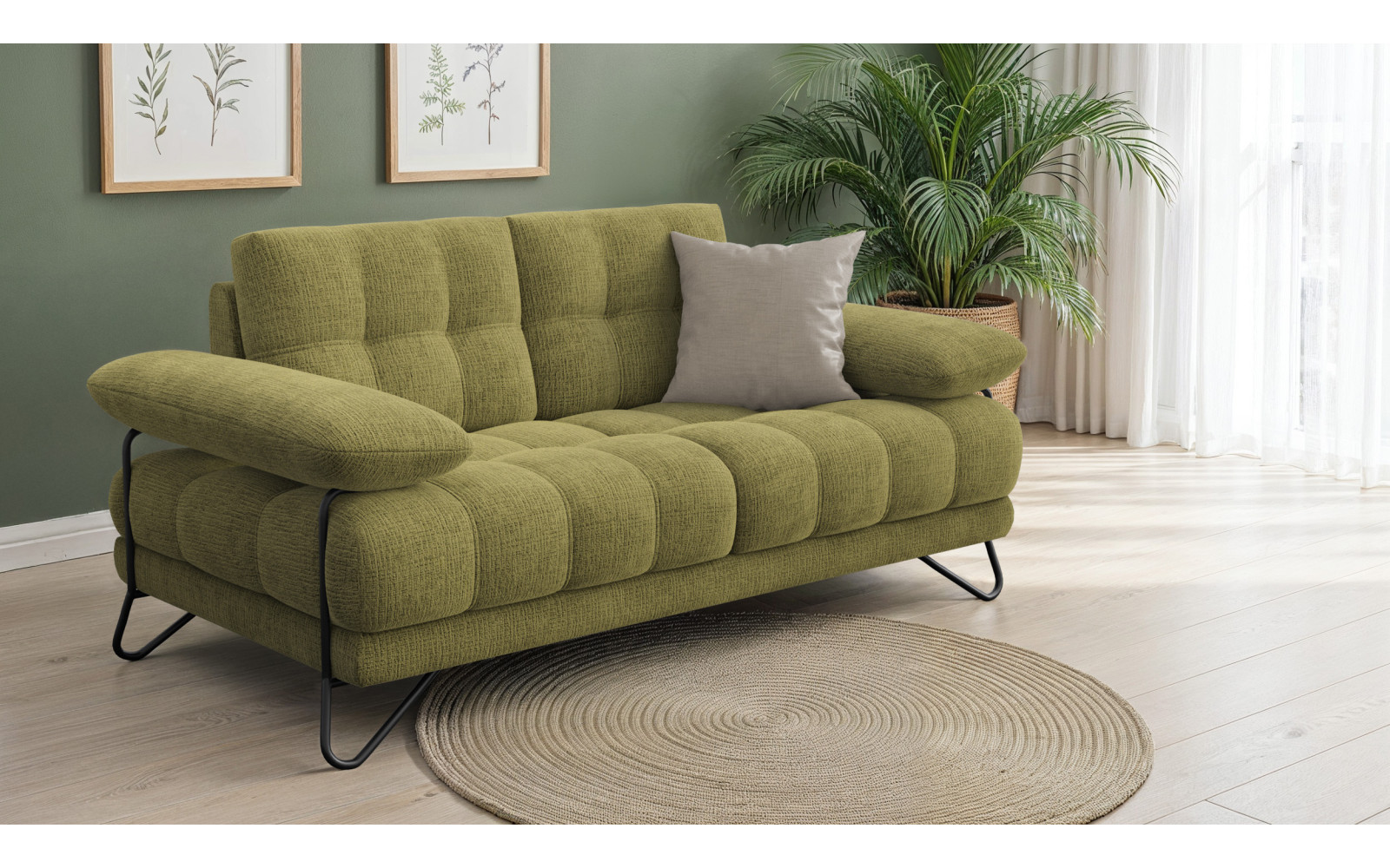 BUBBARA 2-Sitzer-Sofa, olivgrün