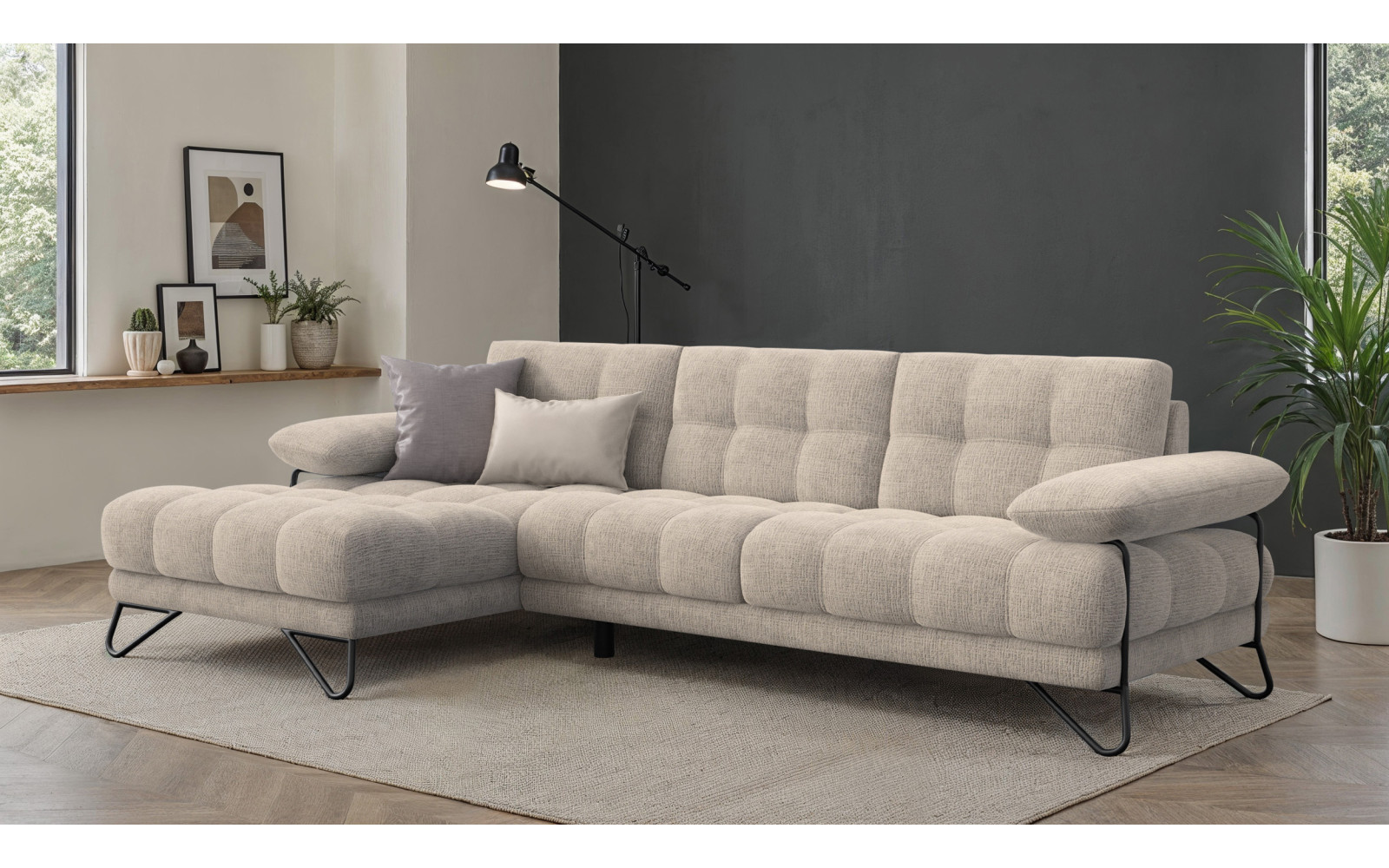 BUBBARA Ecksofa 4-Sitzer links, beige
