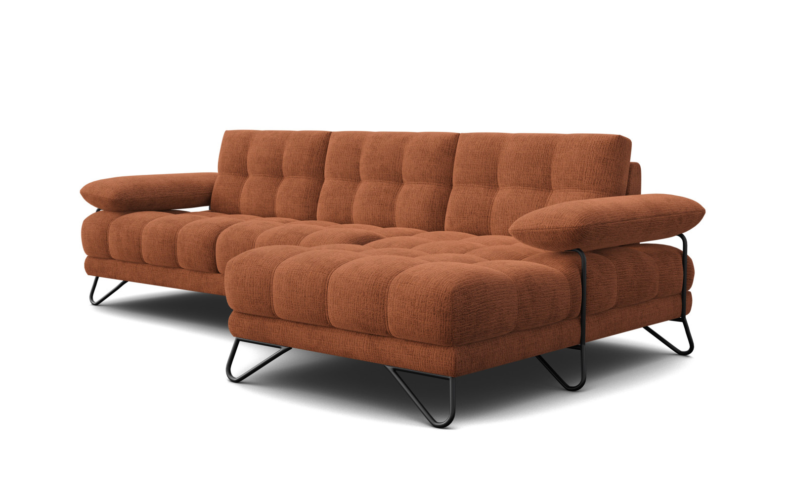 BUBBARA Ecksofa 4-Sitzer rechts, rostrot