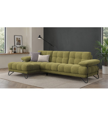 BUBBARA Ecksofa 4-Sitzer links, olivgrün