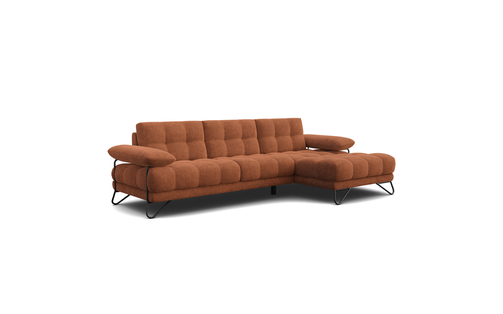 BUBBARA Ecksofa 4-Sitzer rechts, rostrot