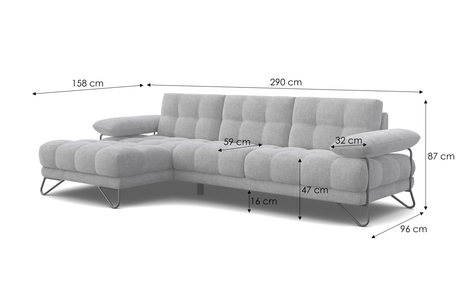 BUBBARA Ecksofa 4-Sitzer links, rostrot