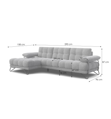 BUBBARA Ecksofa 4-Sitzer links, marineblau