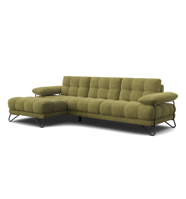 BUBBARA Ecksofa 4-Sitzer links, olivgrün