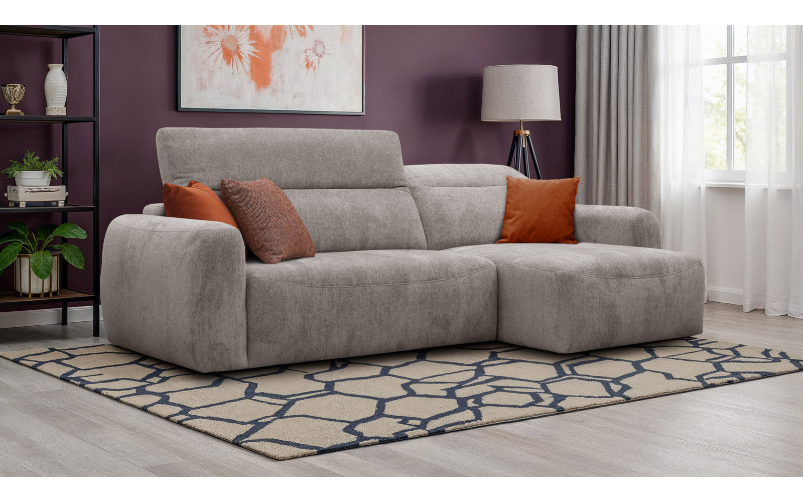 Ecksofa 4-Sitzer rechts NERO, dunkelbeige