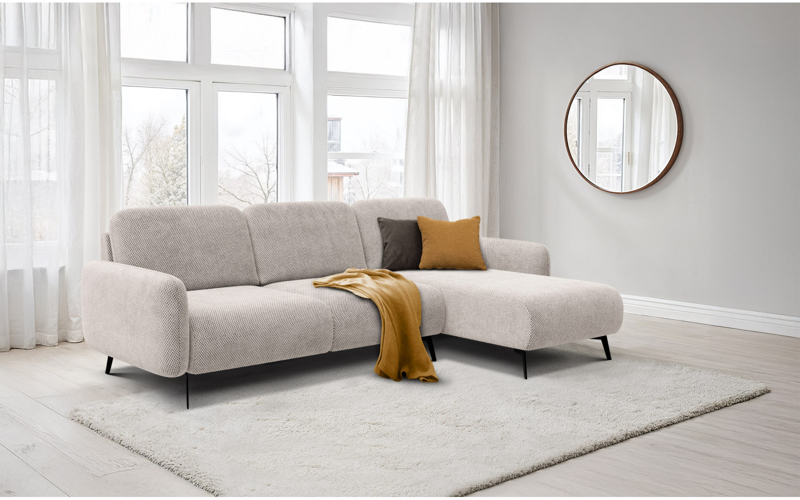 Ecksofa 4-Sitzer rechts FEBE, beige
