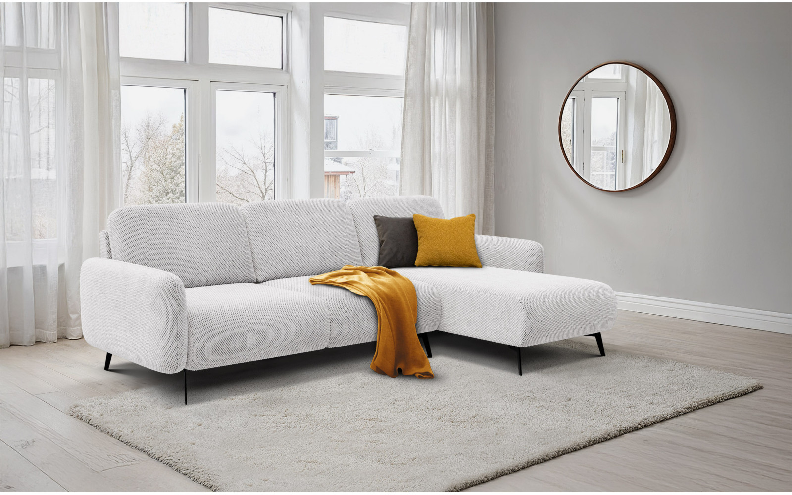 Ecksofa 4-Sitzer rechts FEBE, creme
