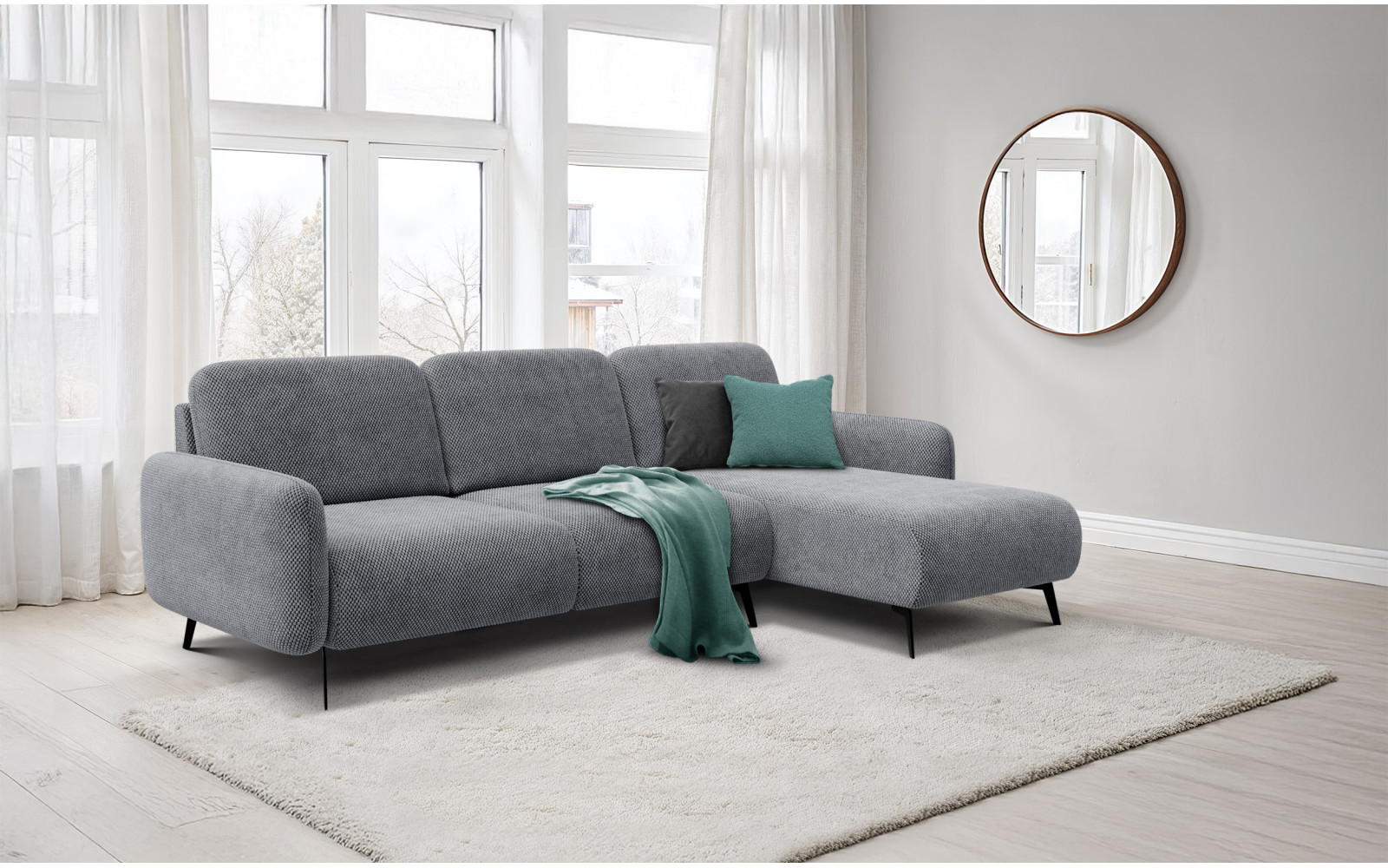 Ecksofa 4-Sitzer rechts FEBE, grau