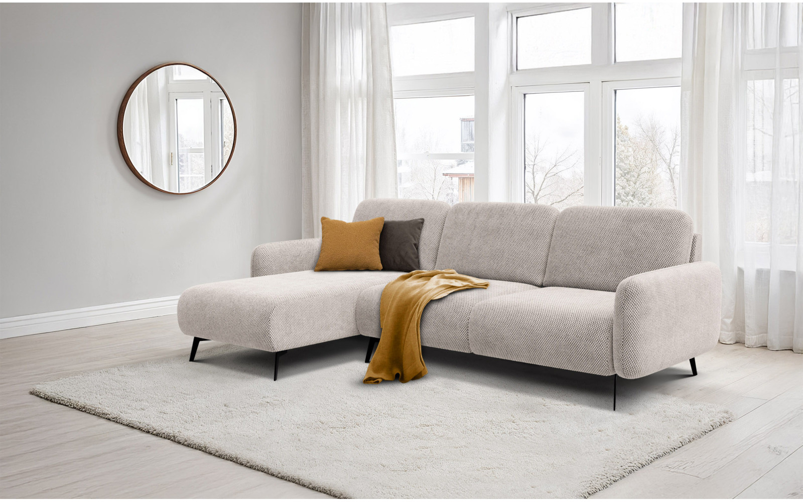 Ecksofa 4-Sitzer links FEBE, beige