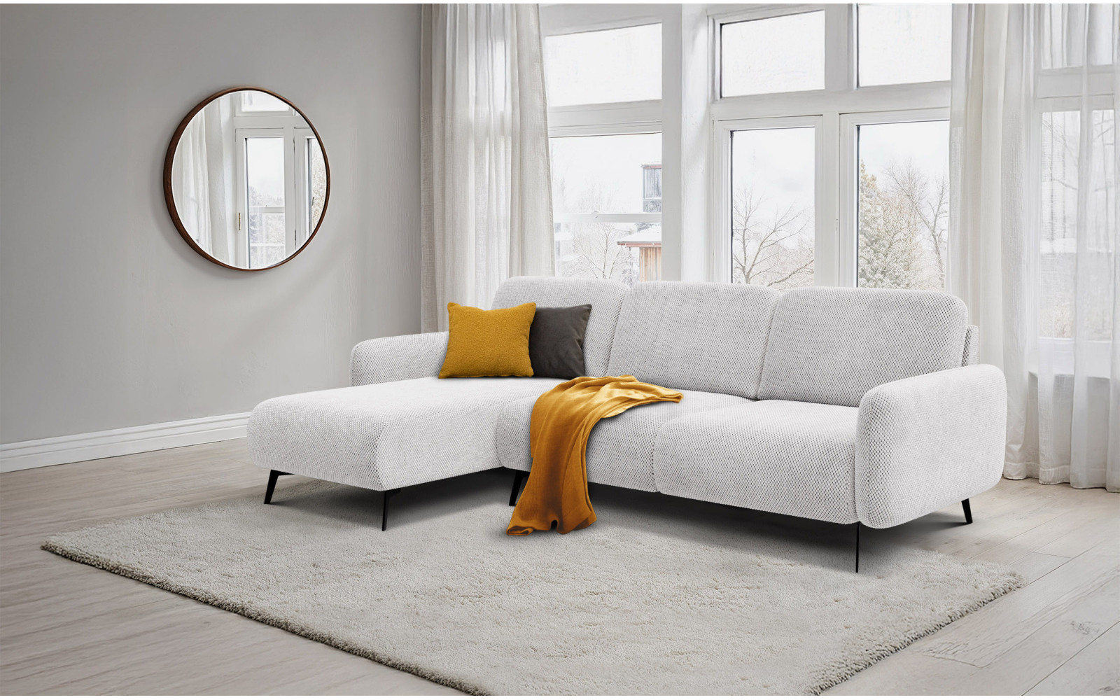 Ecksofa 4-Sitzer links FEBE, creme