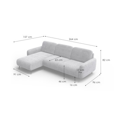 Ecksofa 4-Sitzer links FEBE, olivgrün